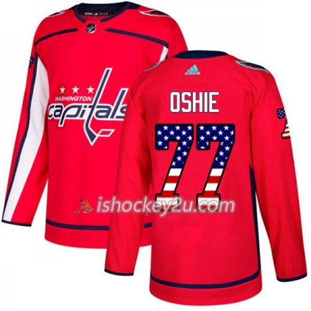 Mænd NHL Washington Capitals Trøje T.J. Oshie 77 Adidas 2017-2018 Rød USA Flag Fashion Authentic